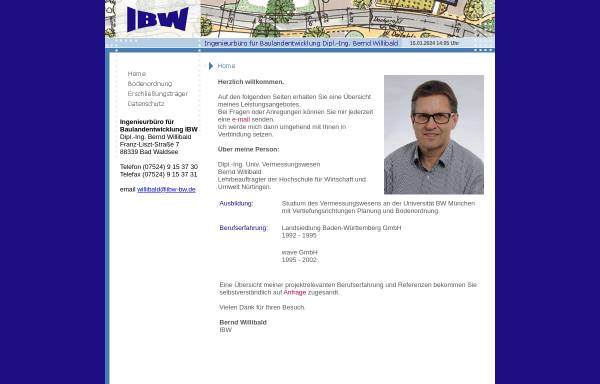 Vorschau von www.ibw-bw.de, Ingenieurbüro für Baulandentwicklung