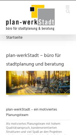 Vorschau der mobilen Webseite www.plan-werkstadt.de, Plan-werkStadt, G. Reesas, H. Wohltmann