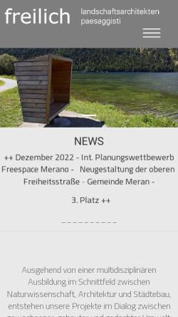 Vorschau der mobilen Webseite www.freilich.it, Freilich - landschaftsarchitektur