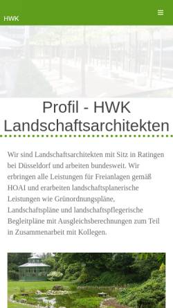 Vorschau der mobilen Webseite hwk-architekten.de, HWK Gartenarchitekten Ratingen