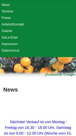 Vorschau der mobilen Webseite www.gala-eisel.de, Ingenieurbüro für Garten- und Landschaftsplanung - Thomas Eisel