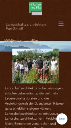 Vorschau der mobilen Webseite www.muehlbacher-hilse.de, Mühlbacher und Hilse Landschaftsarchitektur GbR