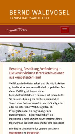 Vorschau der mobilen Webseite www.waldvogel-landschaftsarchitektur.de, Waldvogel Landschaftsarchitektur