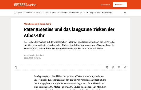 Vorschau von www.spiegel.de, Pater Arsenios und das langsame Ticken der Athos-Uhr