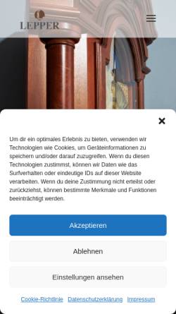 Vorschau der mobilen Webseite www.standuhren-und-stilmoebel.de, Tischlerei Lepper