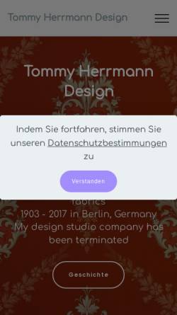 Vorschau der mobilen Webseite www.tommyherrmanndesign.com, Tommy Herrmann Design GmbH