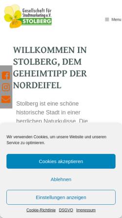 Vorschau der mobilen Webseite www.sms-stolberg.de, Gesellschaft für Stadtmarketing Stolberg e.V.