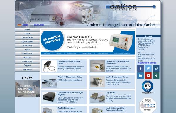 Vorschau von www.omicron-laser.de, Omicron Laserage Laserprodukte GmbH