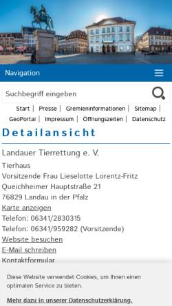Vorschau der mobilen Webseite www.landau.de, Landauer Tierrettung e.V.