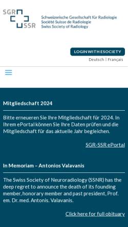 Vorschau der mobilen Webseite www.sgr-ssr.ch, Schweizerische Gesellschaft für Radiologie