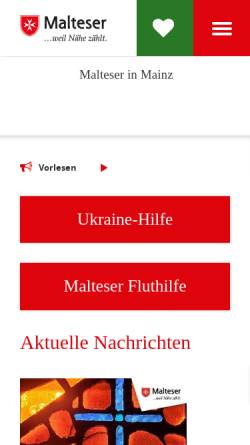 Vorschau der mobilen Webseite www.malteser-mainz.de, Malteser Mainz