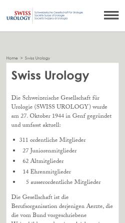 Vorschau der mobilen Webseite swissurology.ch, Schweizerische Gesellschaft für Urologie (SGU)