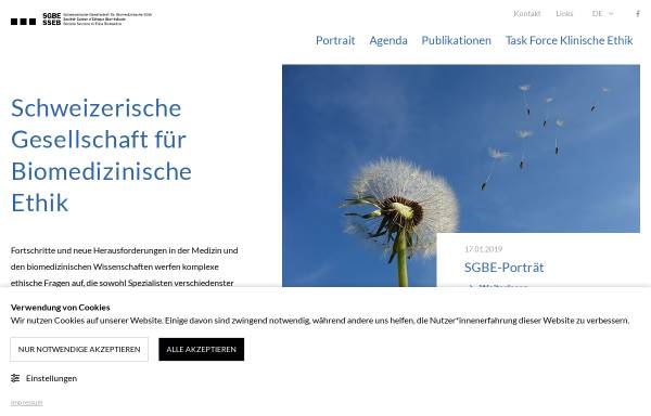 Vorschau von www.bioethics.ch, Schweizerischen Gesellschaft für Biomedizinische Ethik (SGBE)