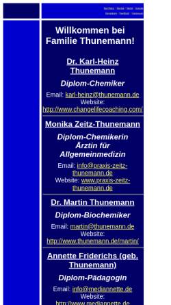 Vorschau der mobilen Webseite www.thunemann.de, Thunemann, Familie