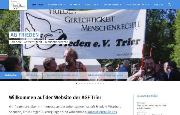 Vorschau von www.agf-trier.de, Arbeitsgemeinschaft Frieden e. V.