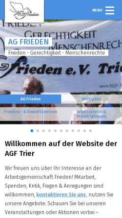 Vorschau der mobilen Webseite www.agf-trier.de, Arbeitsgemeinschaft Frieden e. V.