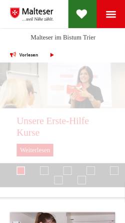 Vorschau der mobilen Webseite malteser-trier.de, Malteser Hilfsdienst e. V.