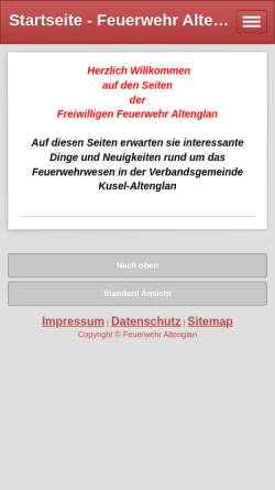 Vorschau der mobilen Webseite feuerwehr-altenglan.jimdo.com, Freiwillige Feuerwehr Altenglan