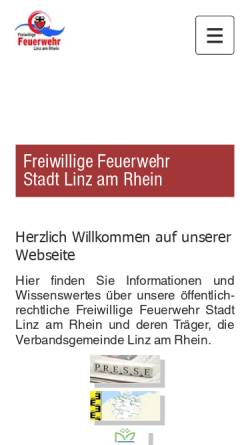 Vorschau der mobilen Webseite www.ffw-linz.de, Freiwillige Feuerwehr der Verbandsgemeinde Linz/Rhein