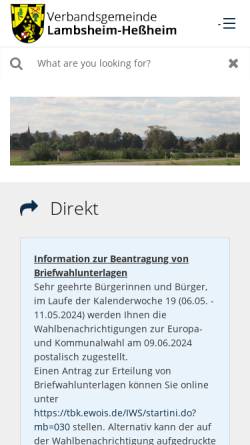 Vorschau der mobilen Webseite web.vghessheim.de, Freiwillige Feuerwehr Heuchelheim