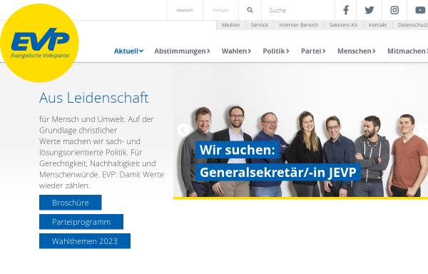 Vorschau von www.evppev.ch, Evangelische Volkspartei der Schweiz (EVP)