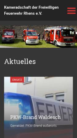 Vorschau der mobilen Webseite feuerwehr-rhens.de, Freiwillige Feuerwehr Rhens