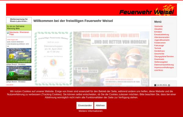 Vorschau von www.feuerwehr-weisel.de, Freiwillige Feuerwehr Weisel