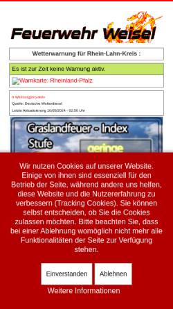 Vorschau der mobilen Webseite www.feuerwehr-weisel.de, Freiwillige Feuerwehr Weisel