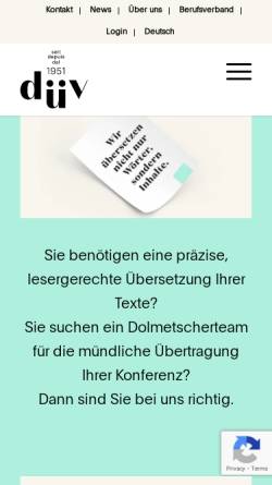 Vorschau der mobilen Webseite www.duev.ch, DÜV - Dolmetscher- & und Übersetzervereinigung