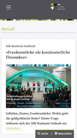 Vorschau der mobilen Webseite www.ihk.ch, Industrie- und Handelskammer St.Gallen-Appenzell