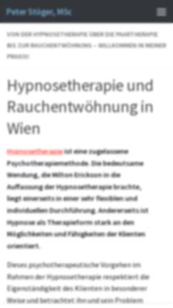 Vorschau der mobilen Webseite hypnosetherapie.at, Peter Stoeger