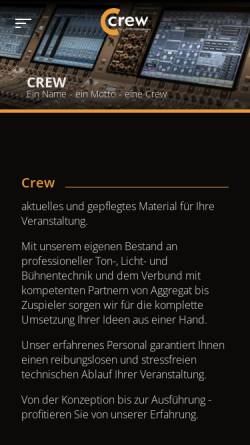 Vorschau der mobilen Webseite www.crew.audio, Crew-Veranstaltungstechnik, Inh. Wolfgang Hesse