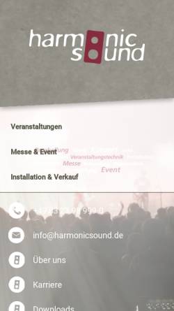 Vorschau der mobilen Webseite www.harmonicsound.de, Harmonic Sound Veranstaltungstechnik, Inh. Christian Heckmair