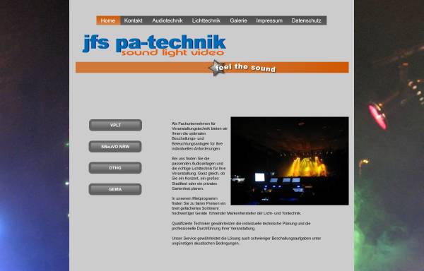 Vorschau von www.jfs-pa-technik.de, JFS PA-Technik, Faubel & Sieh GbR