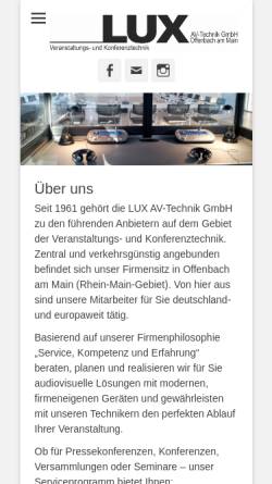Vorschau der mobilen Webseite www.lux-av.de, Lux AV-Technik GmbH