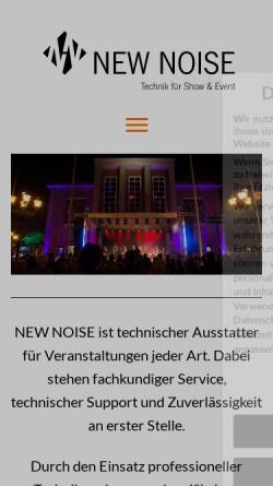 Vorschau der mobilen Webseite www.new-noise.de, New Noise Technik für Show & Event - Albersmeyer, Berg, Eckerfeld und Hähnel GbR