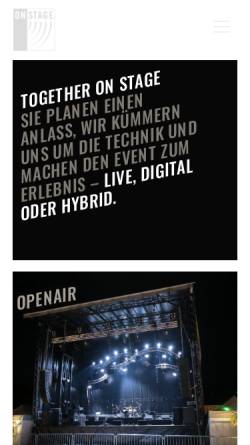 Vorschau der mobilen Webseite onstage-online.ch, Onstage Showtechnik GmbH