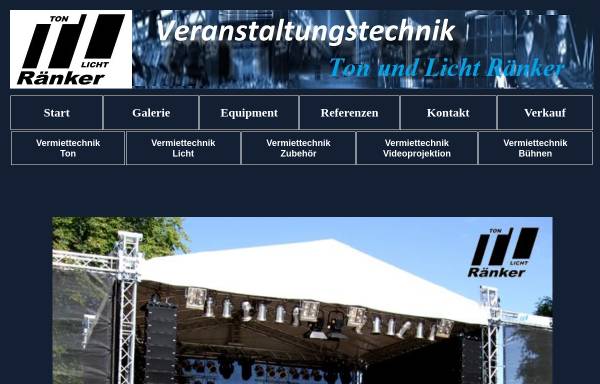Vorschau von www.tonundlicht-raenker.de, Ränker Ton und Licht, Inh. Dietmar Ränker