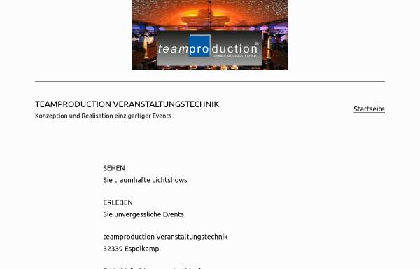 Vorschau von www.teamproduction.de, Teamproduction Veranstaltungstechnik, Inh. Stefan Walkenhorst