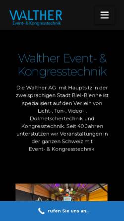 Vorschau der mobilen Webseite walther-ag.ch, Walther Licht- & Tontechnik AG