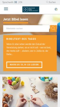 Vorschau der mobilen Webseite www.die-bibel.de, Bibelportal der Deutschen Bibelgesellschaft