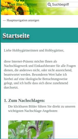 Vorschau der mobilen Webseite www.bio-gaertner.de, Der Bio-Gärtner