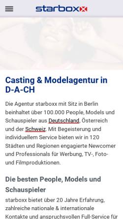 Vorschau der mobilen Webseite www.starboxx.de, starboxx Casting & Modelagentur