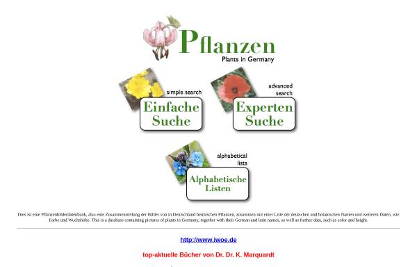 Vorschau von www.iwoe.de, Botanisches Pflanzenverzeichnis