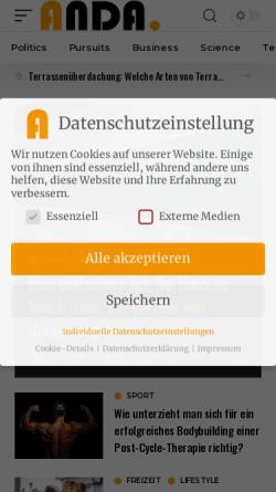 Vorschau der mobilen Webseite www.anda.de, Anda Verlag GmbH, Oliver Farke