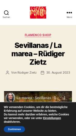 Vorschau der mobilen Webseite www.flamenco.de, Gota de Fuego, Rüdiger Zietz