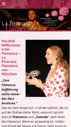 Vorschau der mobilen Webseite www.flamenco-lapicarona.de, La Picarona