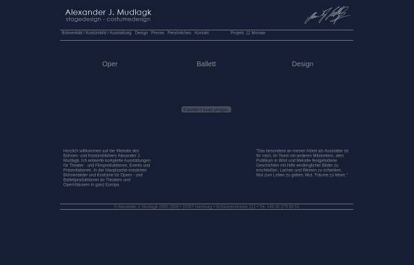 Vorschau von www.mudlagk.de, Alexander Mudlagk: Bühnenbild, Kostümbildner, Hamburg