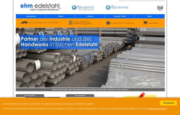 Vorschau von www.ehm-edelstahl.de, EHM Edelstahl GmbH