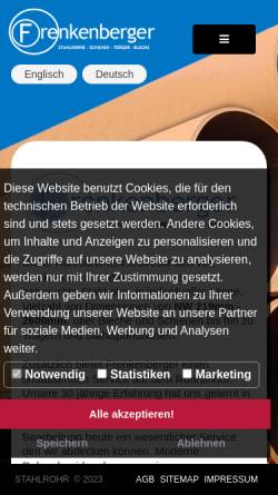 Vorschau der mobilen Webseite www.stahlrohr.at, Frenkenberger Rohstoffhandels-GmbH